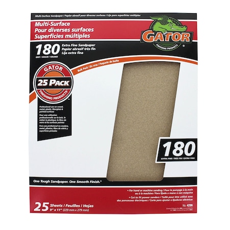 Gator Grit Gator 11 in. L X 9 in. W 180 Grit Aluminum Oxide All Purpose Sandpaper 1 pk 3261
